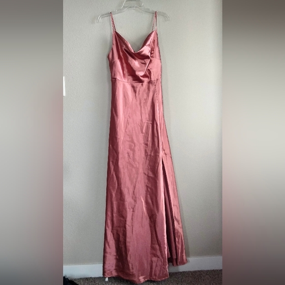 Birdy Grey Size Medium Satin Evening Gown in Pink / Orange - Picture 11 of 11